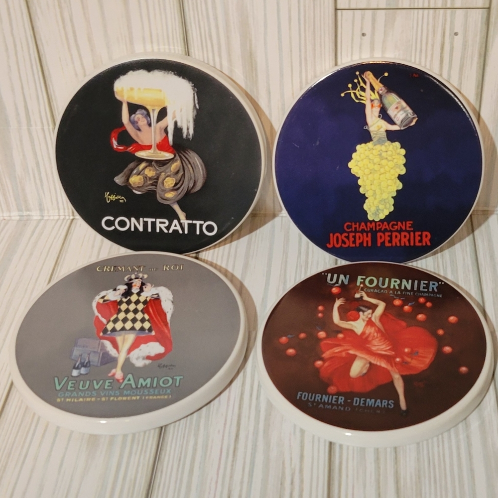 Vtg POTTERY BARN Bubbly Ceramic Coasters x4